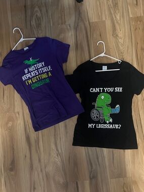 BUNDLE Two Women’s Purple and Black Dinosaur Graphic T-Shirt